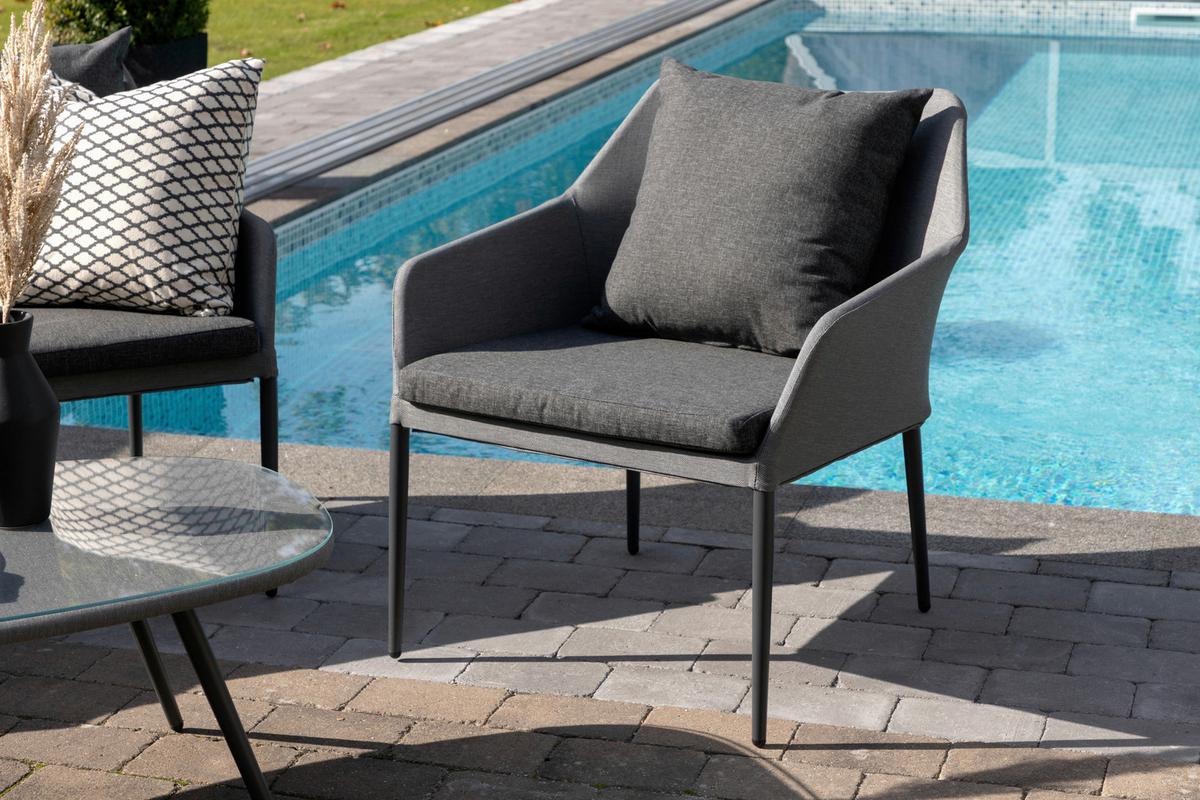 Loungegarnitur Spoga 4-tlg. Grau/Schwarz - Schwarz/Grau, KONVENTIONELL, Textil/Metall - Gardenson