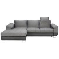 Wohnlandschaft Focus in Grau mit Bettfunktion - Chromfarben/Anthrazit, KONVENTIONELL, Textil/Metall (170/91/117/268cm) - Mömax