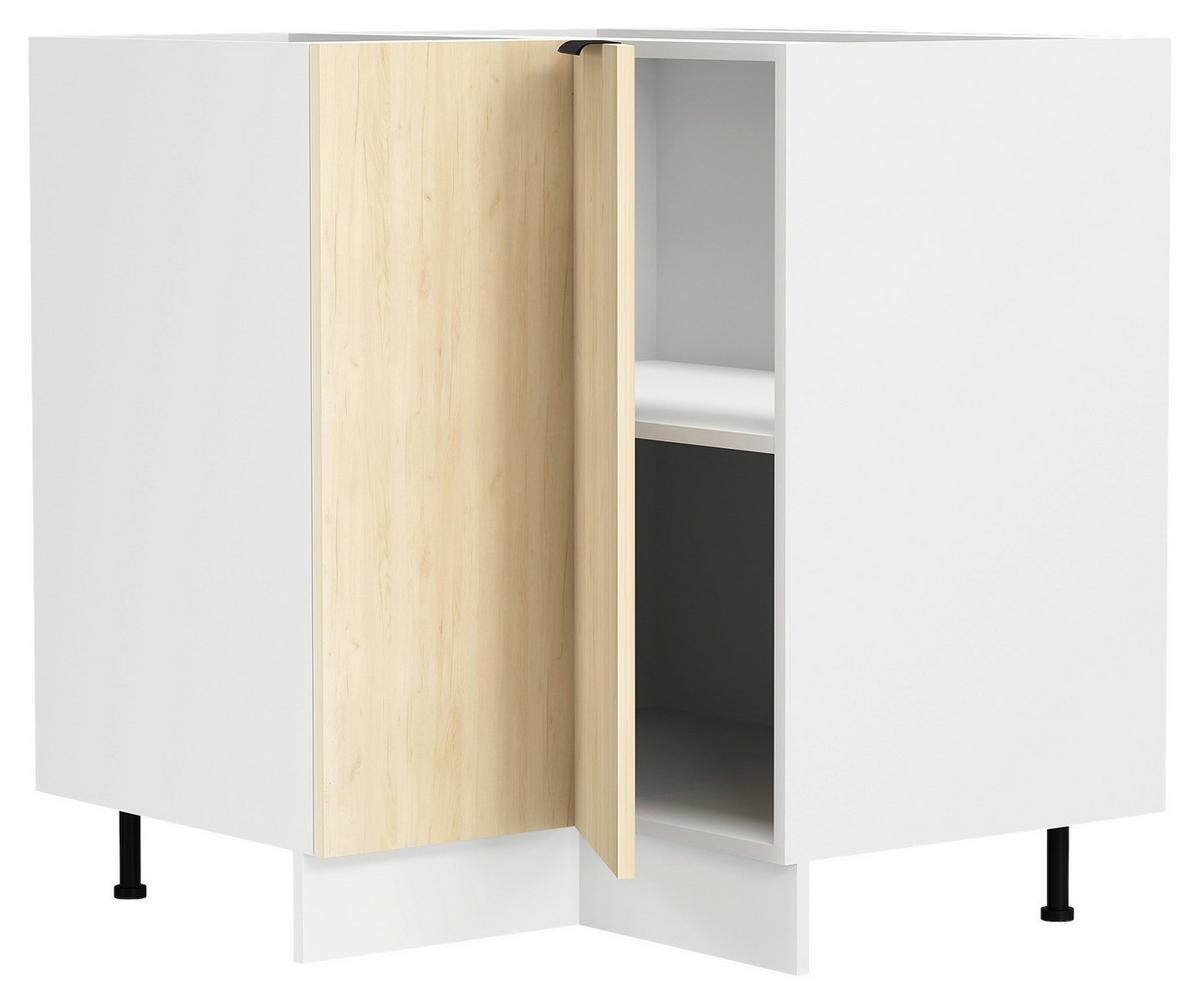 ECKUNTERSCHRANK FASOLA - Honigeiche/Weiss, Trend, Holzwerkstoff/Kunststoff (76/93/76cm) - MID.YOU