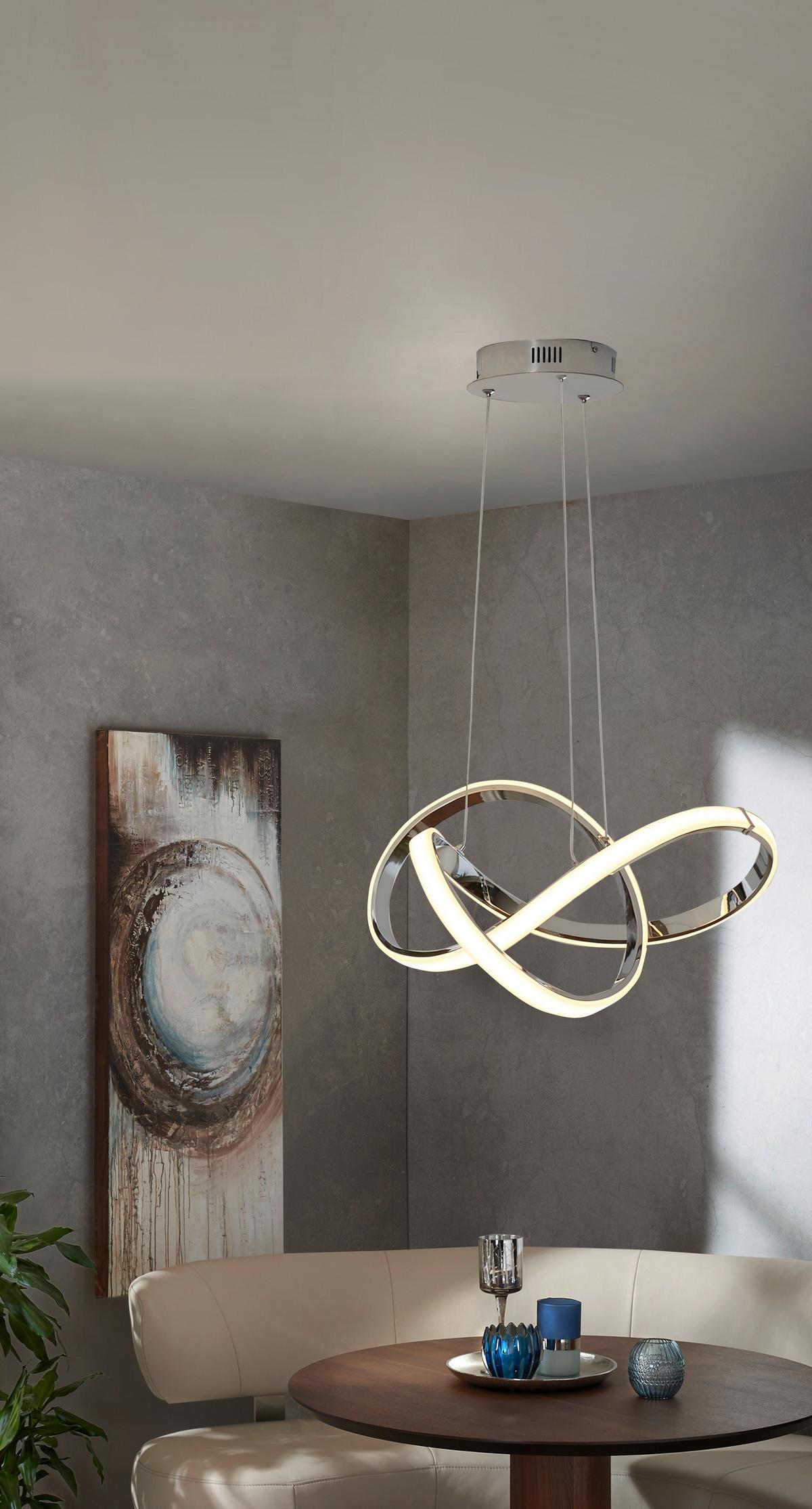 LAMPA WISZĄCA LED INDIGO - kolor chromowy, Design, tworzywo sztuczne/metal (55/150cm) - Dieter Knoll