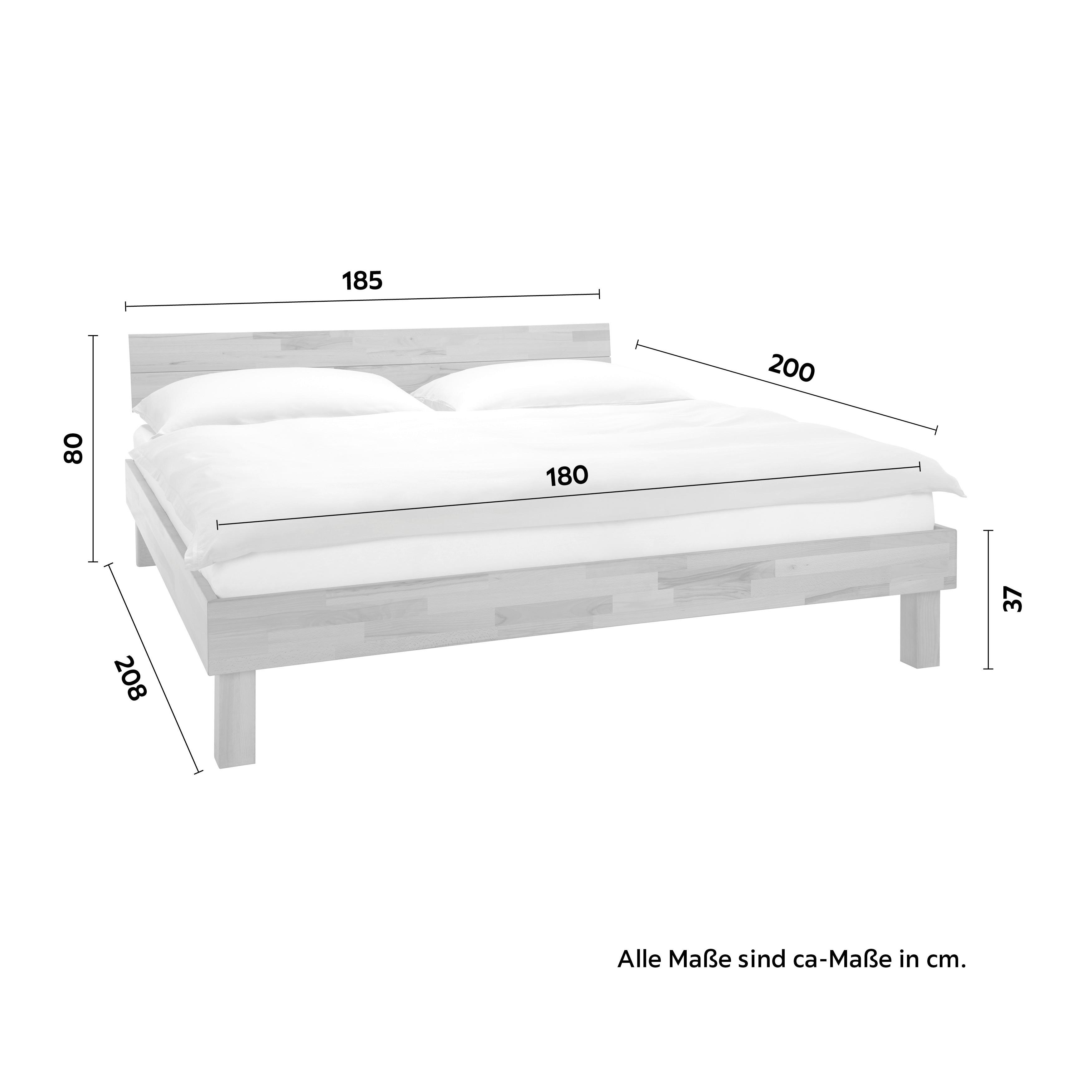 Bett aus Massiv Holz ca. 180x200cm - Naturfarben, Konventionell, Holz (180/200cm) - Zandiara