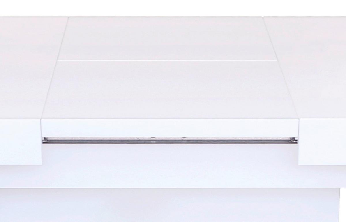 Klubska Miza Manchester, Bela, Raztegljiva, Nastavljiva - barve nerjavečega jekla/bela, Moderno, kovina/leseni material (120-160/50-78/80cm)