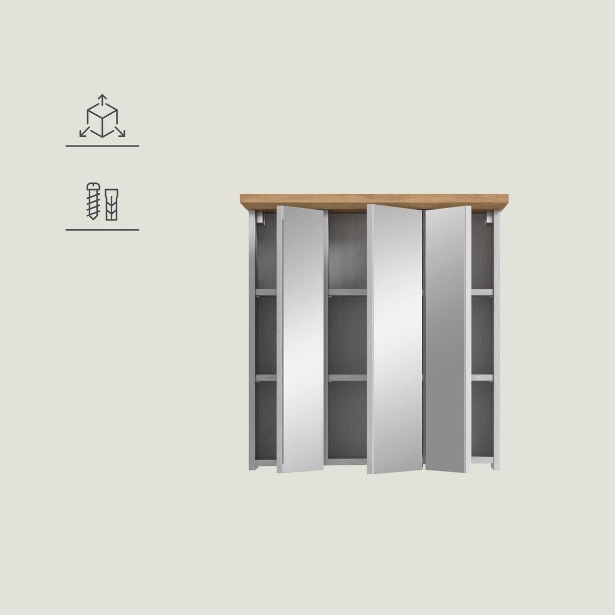 Spiegelschrank Verona Lärchenfarben - Trend, Glas/Holzwerkstoff (69/71/21cm) - MID.YOU