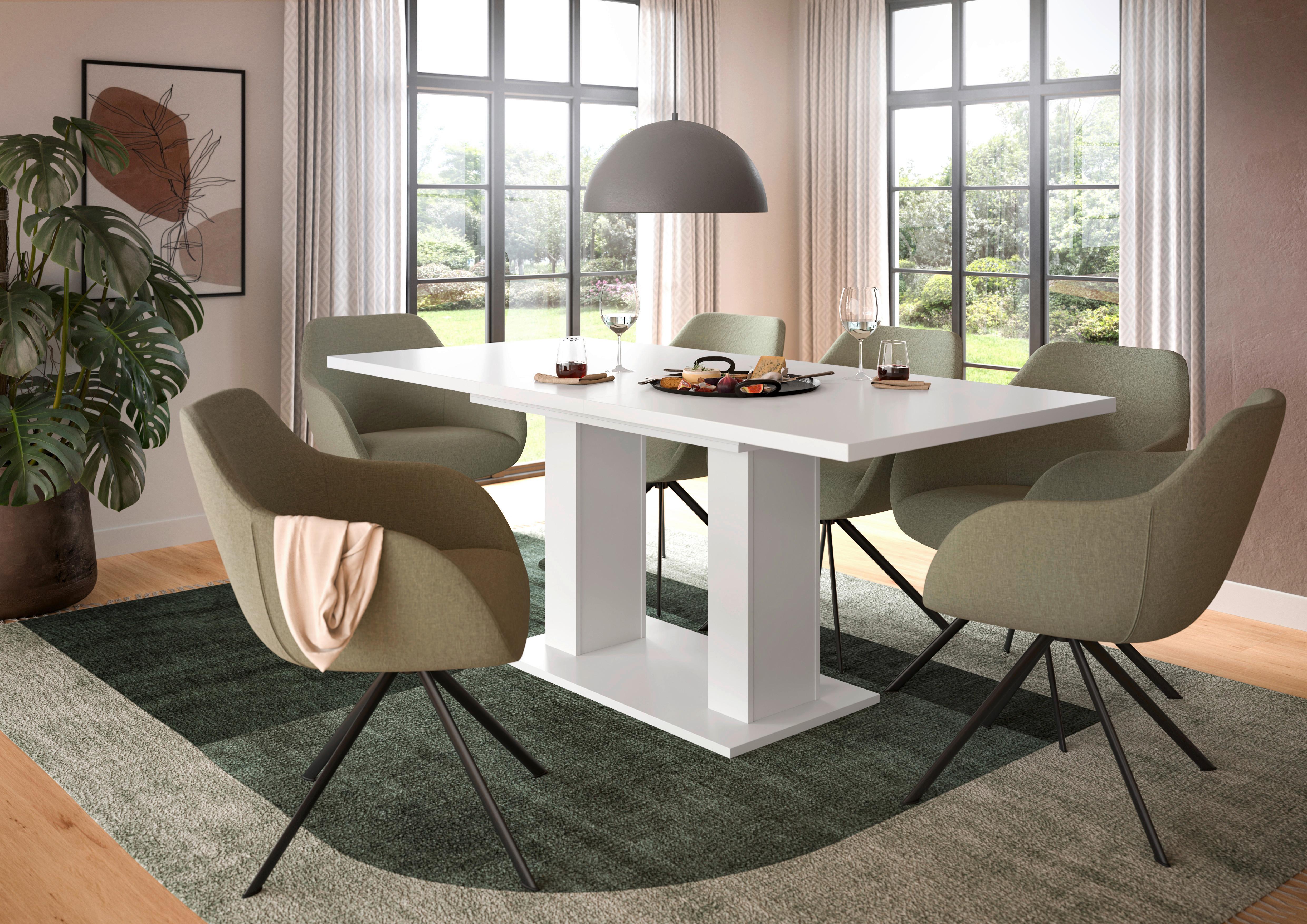 Ausziehtisch Marlon ca. 150x190 cm Weiß - Weiß, KONVENTIONELL, Holzwerkstoff (150-190/90/76cm)