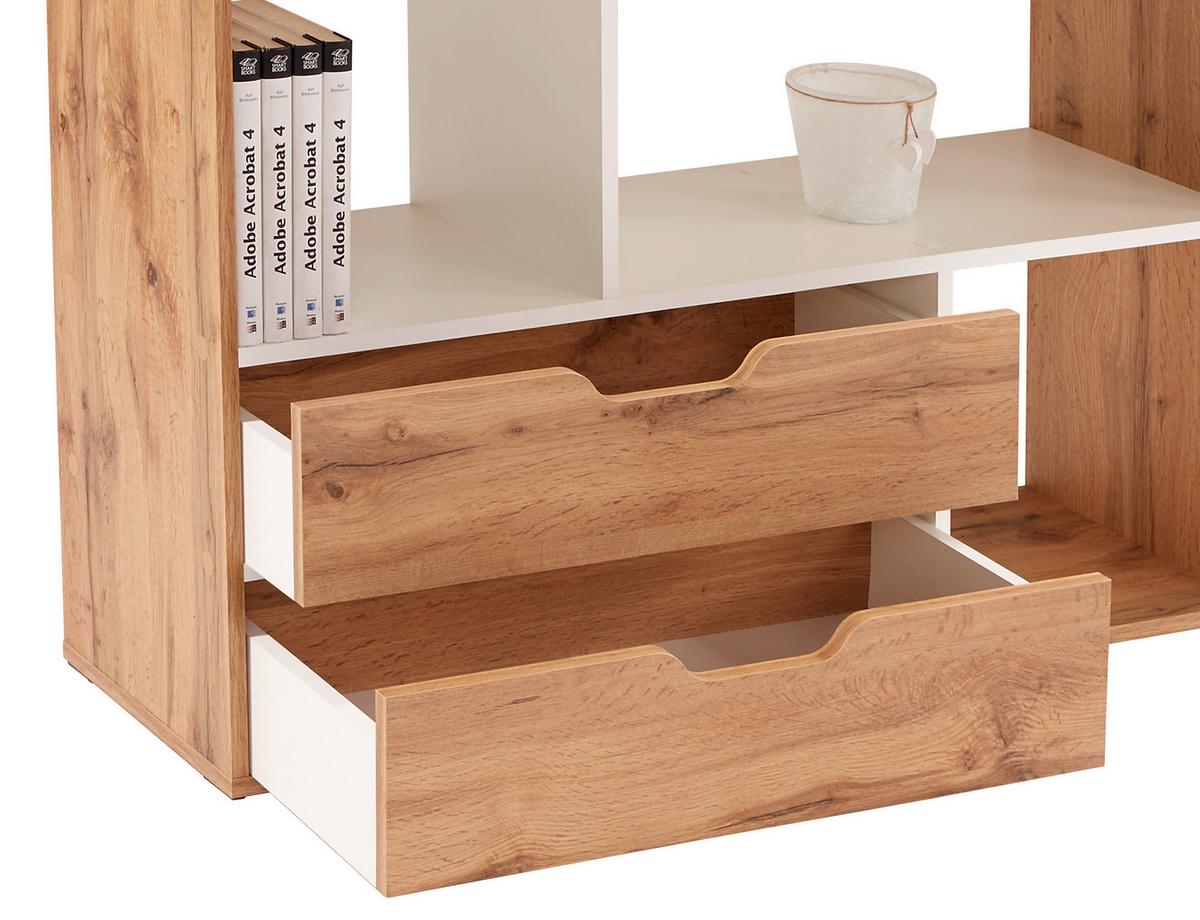 Mobilier despărțitor Roberto - alb/culoare lemn stejar, Modern, material pe bază de lemn (110/185/32cm) - Modern Living