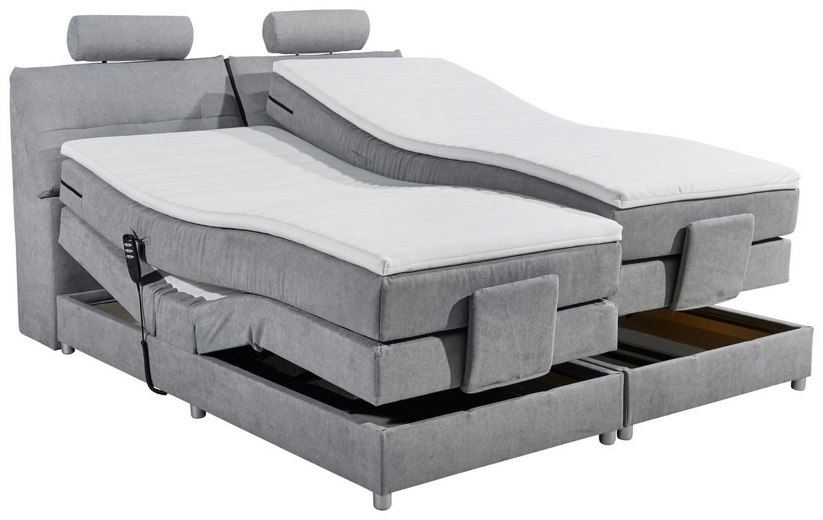 Boxspringbett Palermo elektrisch 180x200cm Hellgrau - Silberfarben/Hellgrau, MODERN, Holzwerkstoff/Kunststoff (180/200cm) - MID.YOU
