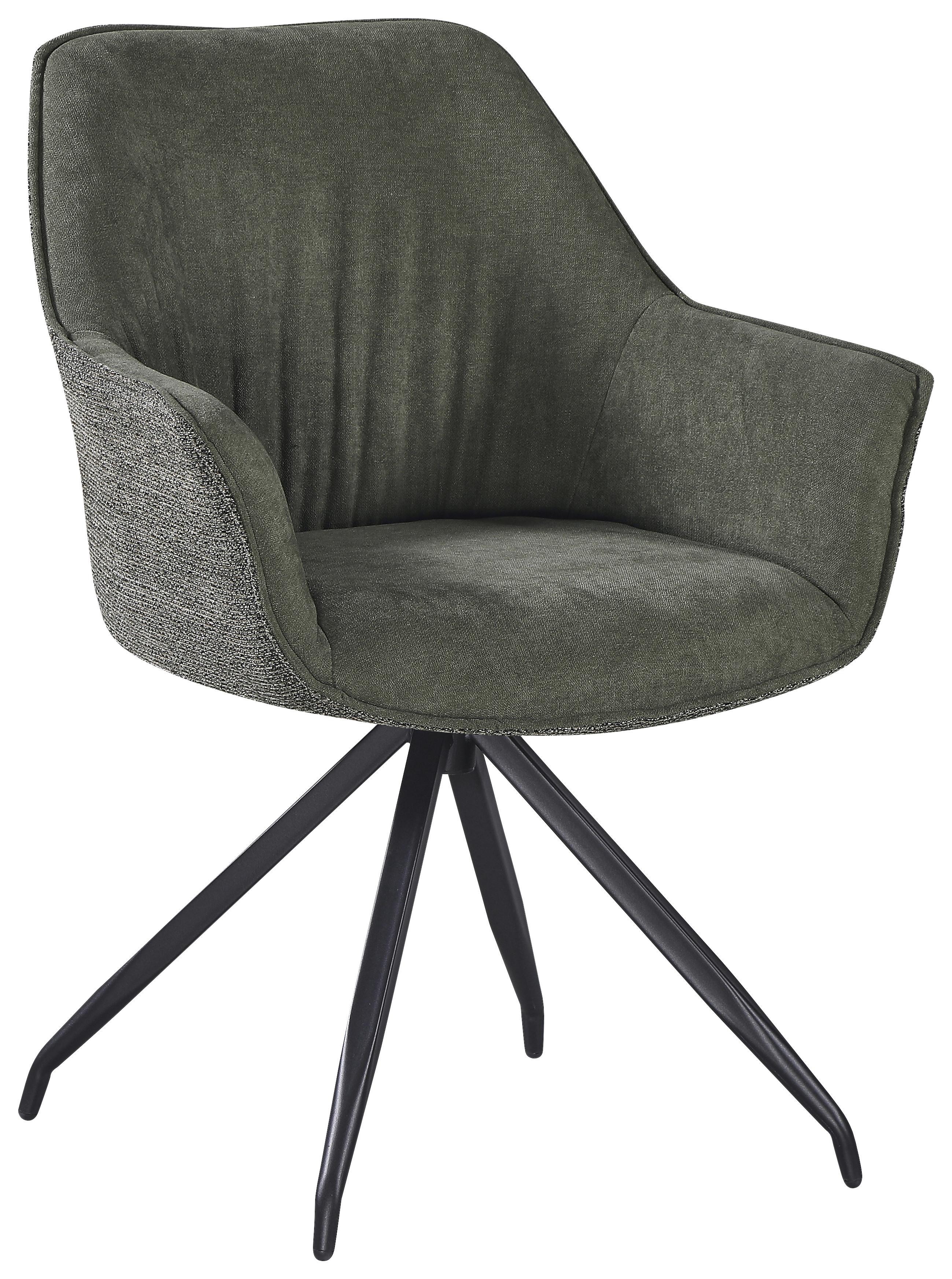 Armlehnstuhl Nova Grün - Schwarz/Grün, MODERN, Textil/Metall (64/85/62cm) - Premium Living