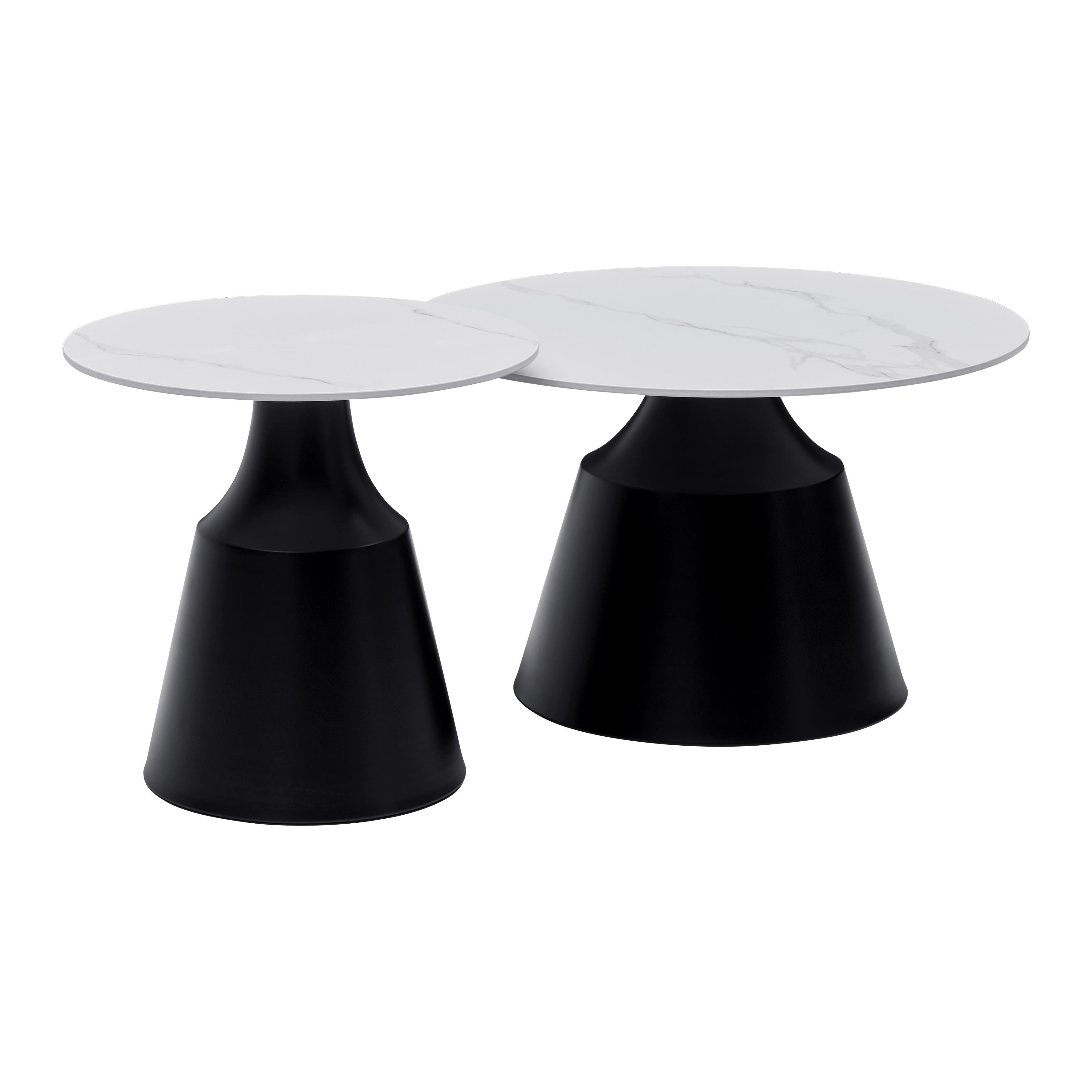 SOFFBORD NOAH - vit/svart, Modern, metall/keramik (70/50/70/50/43/48cm) - Mömax