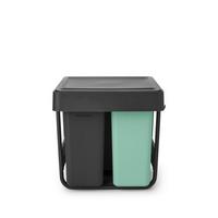 SORTOWNIK ODPADÓW DO ZABUDOWY 232541 - antracytowy/zielony, Basics, tworzywo sztuczne (40,4/39,6/48,1cm) - Brabantia
