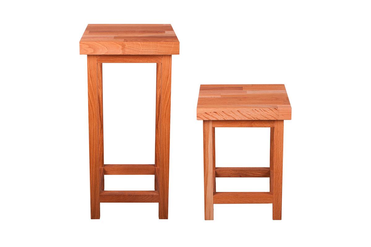 Universalhocker Echtholz Eiche massiv H: 60 cm - Eichefarben, Basics, Holz (30/60/30cm) - Gardenson