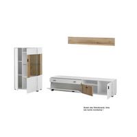 Wohnwand Husdon Weiß/Eichefarben - Eichefarben/Schwarz, Design, Glas/Holzwerkstoff (285/170/42cm) - MID.YOU