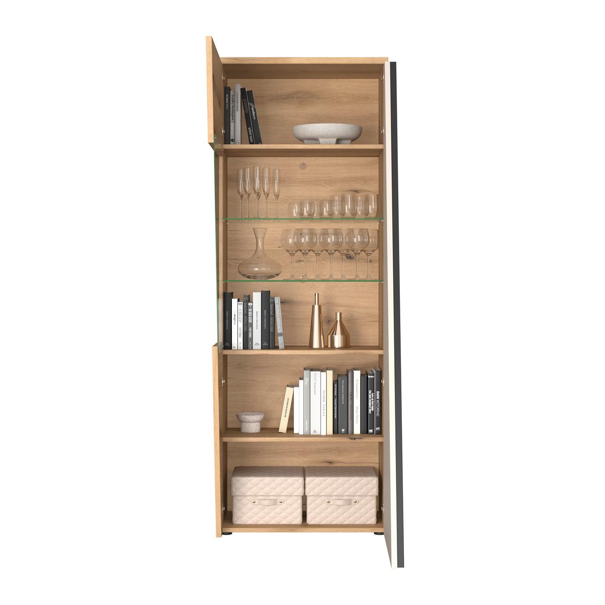 Vitrina Venedig New - tamno smeđa/kašmir, Moderno, staklo/drvni materijal (70/196/37cm) - Modern Living