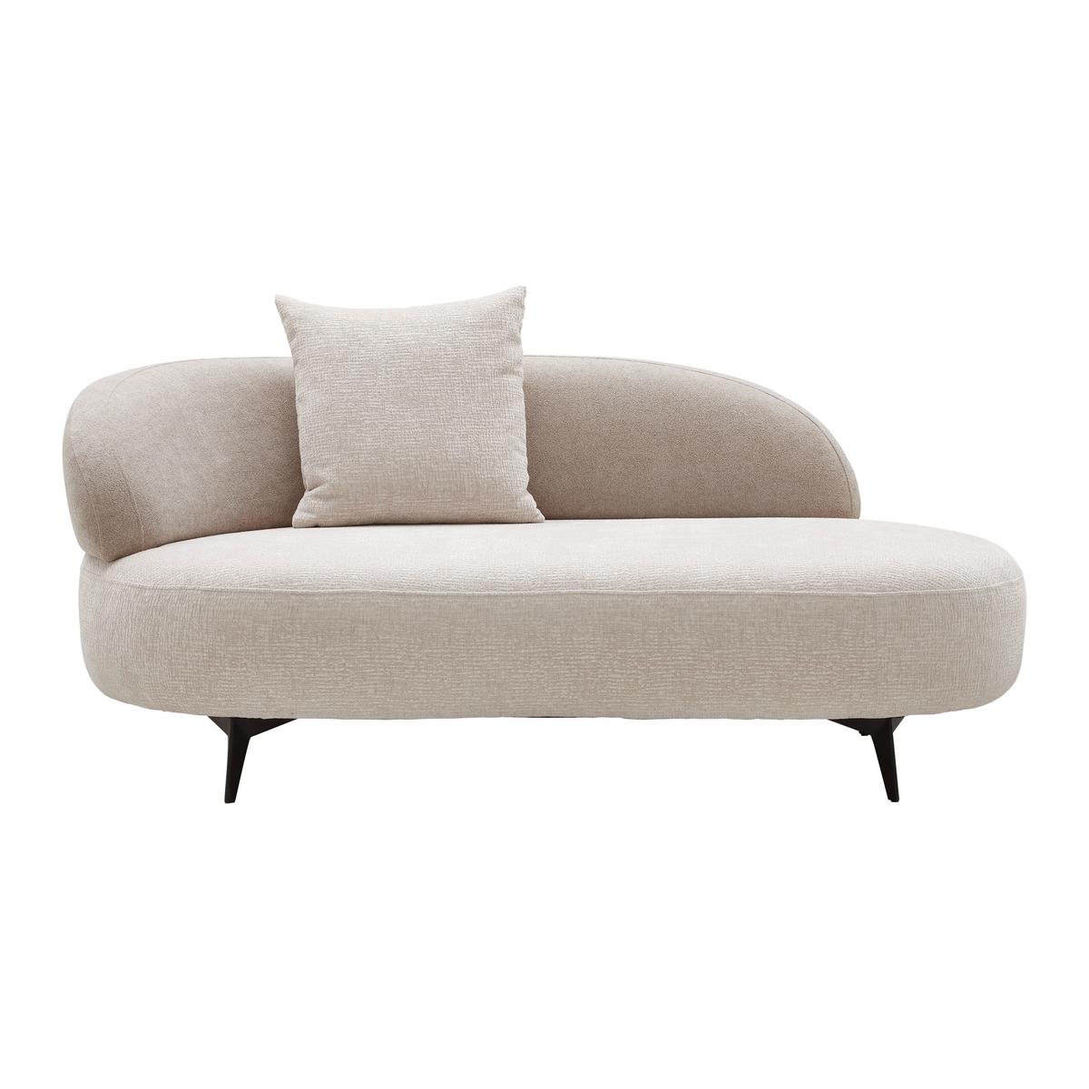 Recamiere Bondy Beige Ottomane mit Armlehne links - Beige/Schwarz, MODERN, Textil/Metall (180/83/105cm) - Premium Living