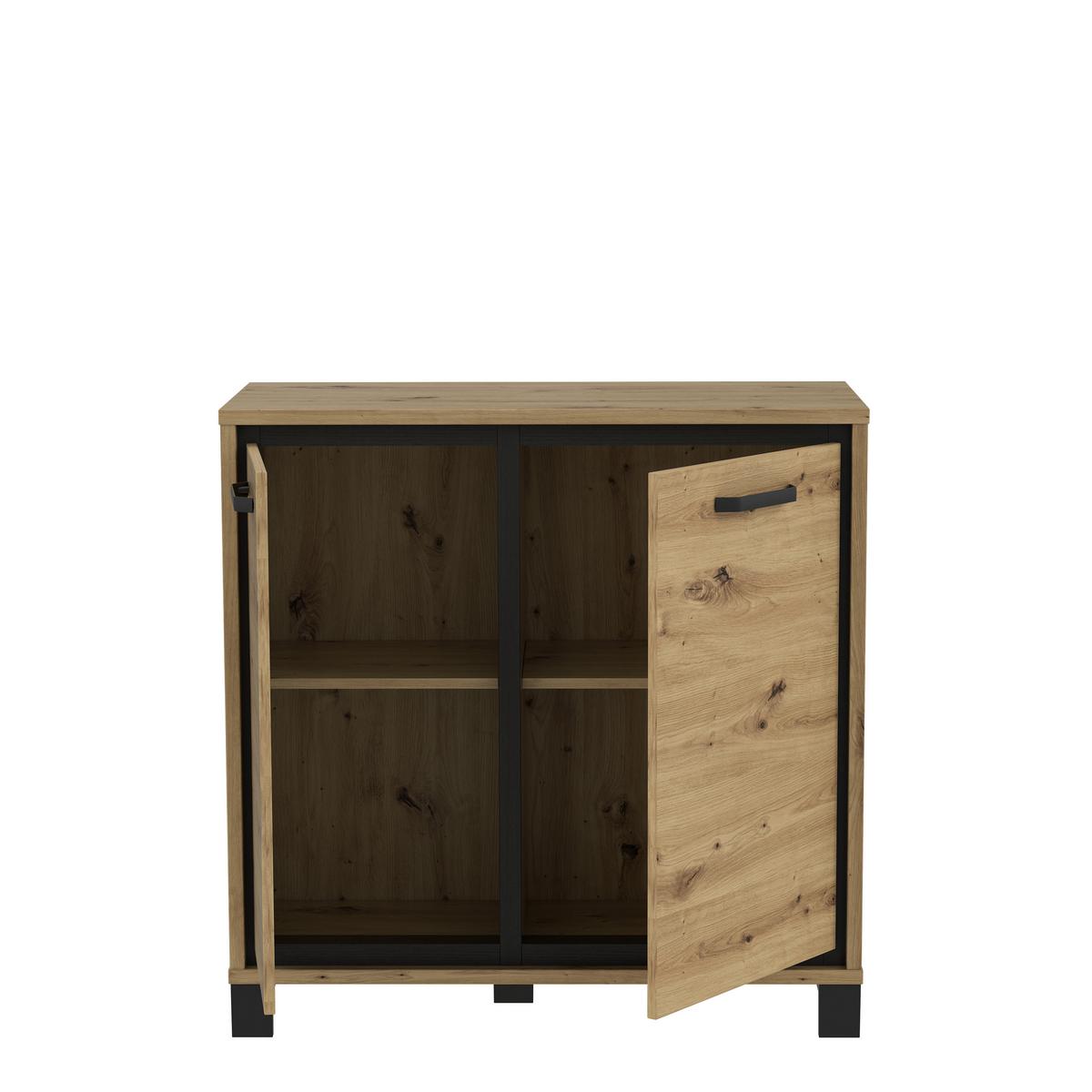 Kommode "Trondheim" , Schwarz, Eiche - Eichefarben/Schwarz, MODERN, Holzwerkstoff/Kunststoff (91,4/91,2/41,5cm) - MID.YOU
