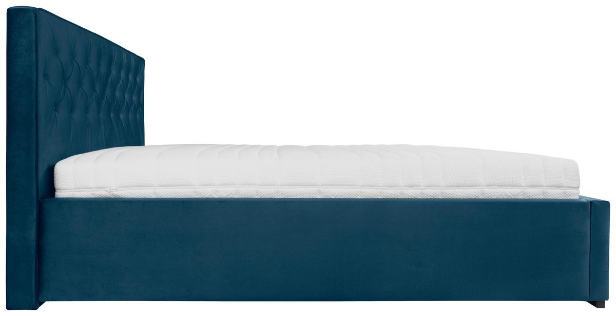 Polsterbett Granda ca. 180x200 cm Dunkelblau - Chromfarben/Buchefarben, MODERN, Holz/Textil (180/200cm) - MID.YOU