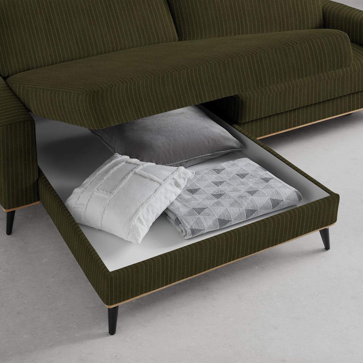 Wohnlandschaft Romeo Dunkelgrün - Dunkelgrün/Schwarz, KONVENTIONELL, Textil/Metall (167/87/234cm) - Zandiara