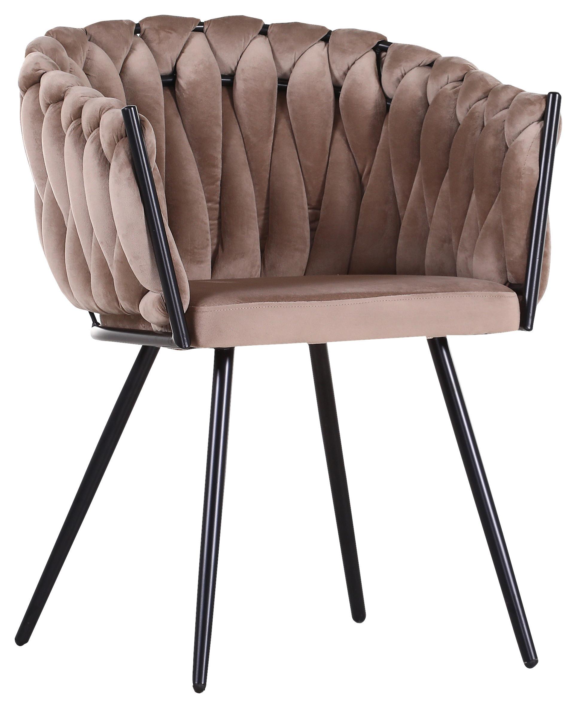 KRZESŁO Z PODŁOKIETNIKAMI WEAVY -COUTURE- - czarny/jasnobrązowy, Lifestyle, metal/tkanina (60/78/55cm) - Landscape