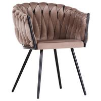 KRZESŁO Z PODŁOKIETNIKAMI WEAVY -COUTURE- - czarny/jasnobrązowy, Lifestyle, metal/tkanina (60/78/55cm) - Landscape