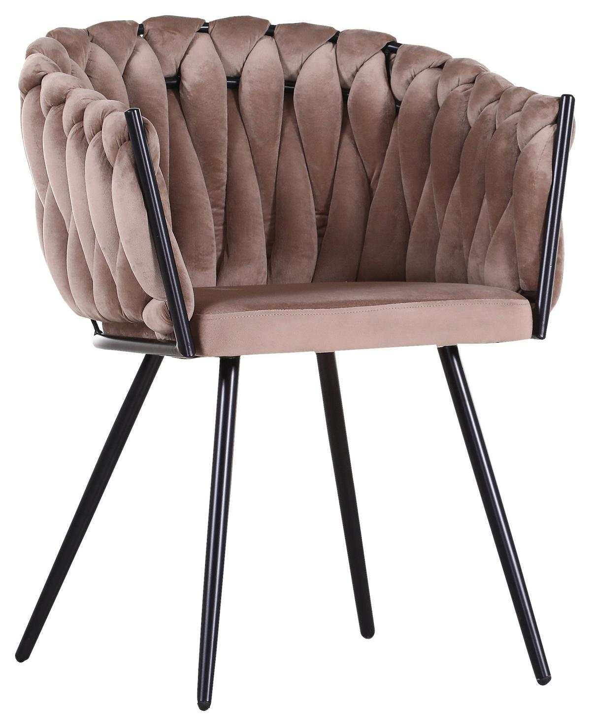 KRZESŁO Z PODŁOKIETNIKAMI WEAVY -COUTURE- - czarny/jasnobrązowy, Lifestyle, metal/tkanina (60/78/55cm) - Landscape
