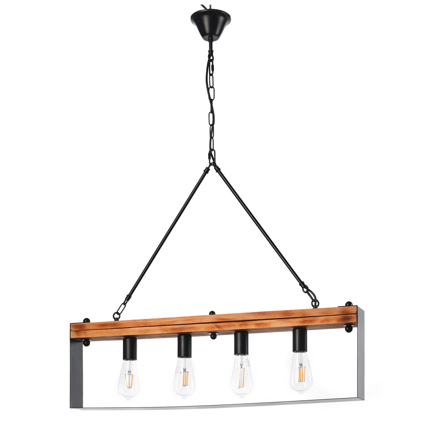 Hängeleuchte Susan Braun/Schwarz max. 22 Watt - Schwarz/Braun, Natur, Holz/Metall (80/8/100cm)