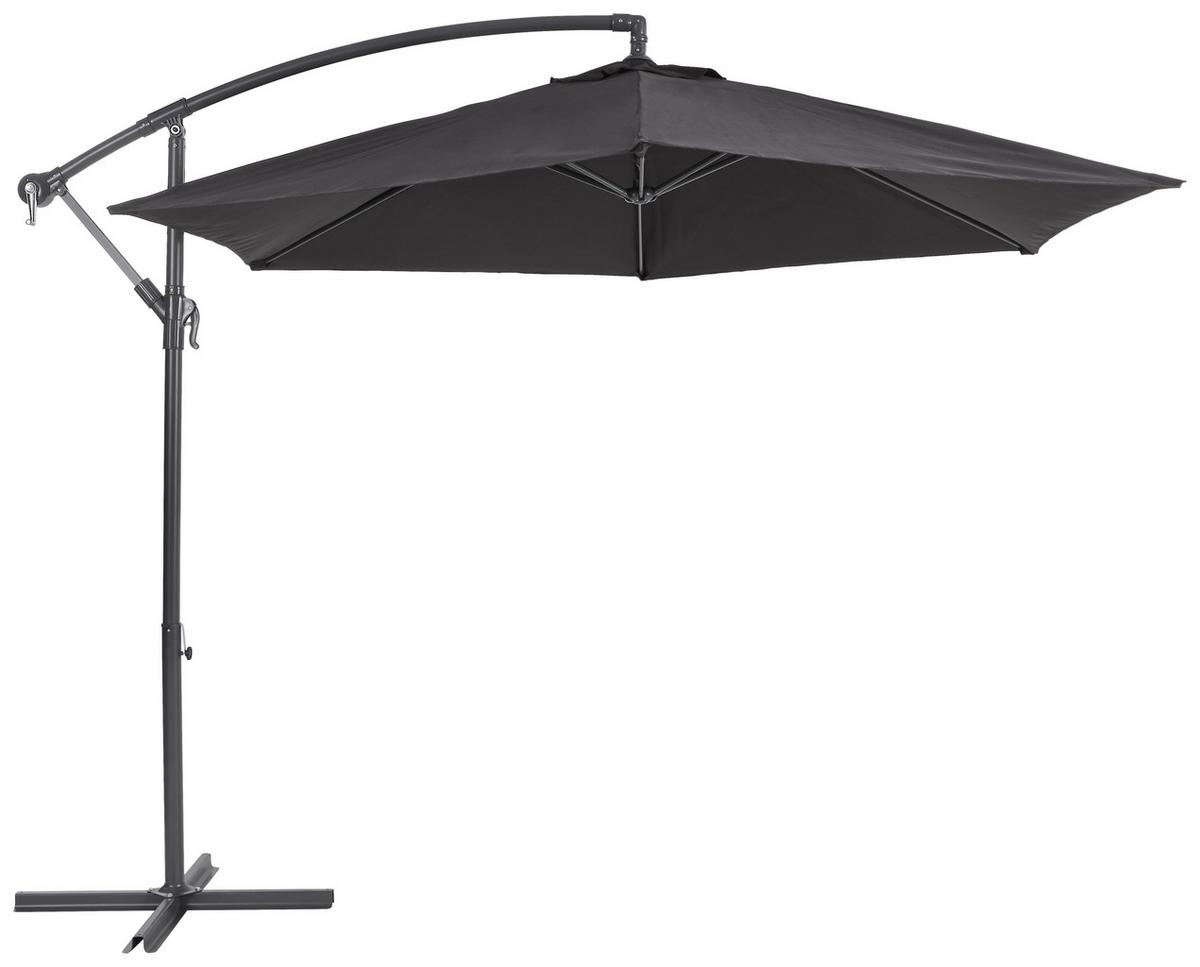 PARASOL NA WYSIĘGNIKU ESTELLE - antracytowy/czarny, Konventionell, metal/tkanina (300/300cm) - Xora