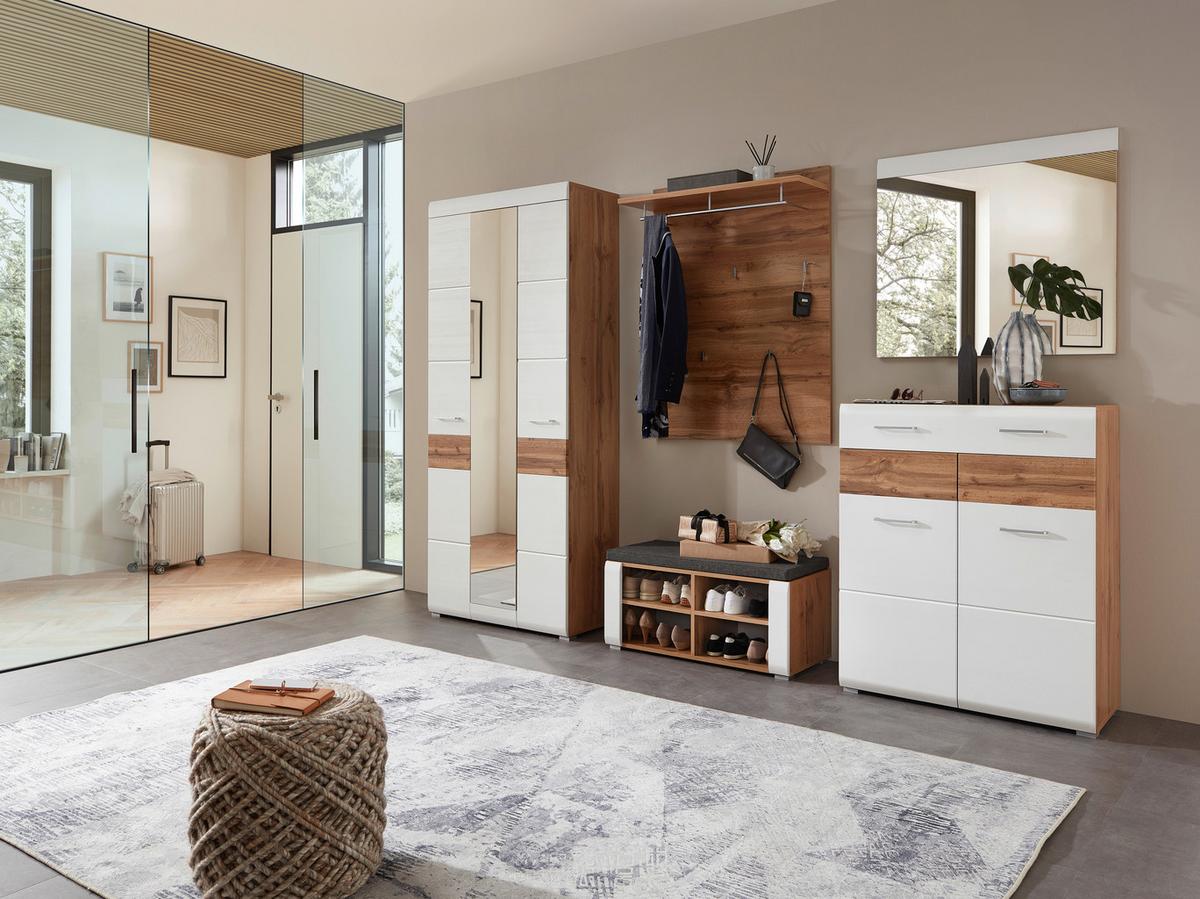 Garderobenschrank in Weiss/Eichefarben - Weiss/Eichefarben, Konventionell, Holzwerkstoff (84/200/40cm) - Mömax