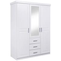 Drehtürenschrank Geraldo ca. 140x190x55 cm Weiß - Silberfarben/Weiß, LIFESTYLE, Holz/Kunststoff (140/190/55cm) - MID.YOU