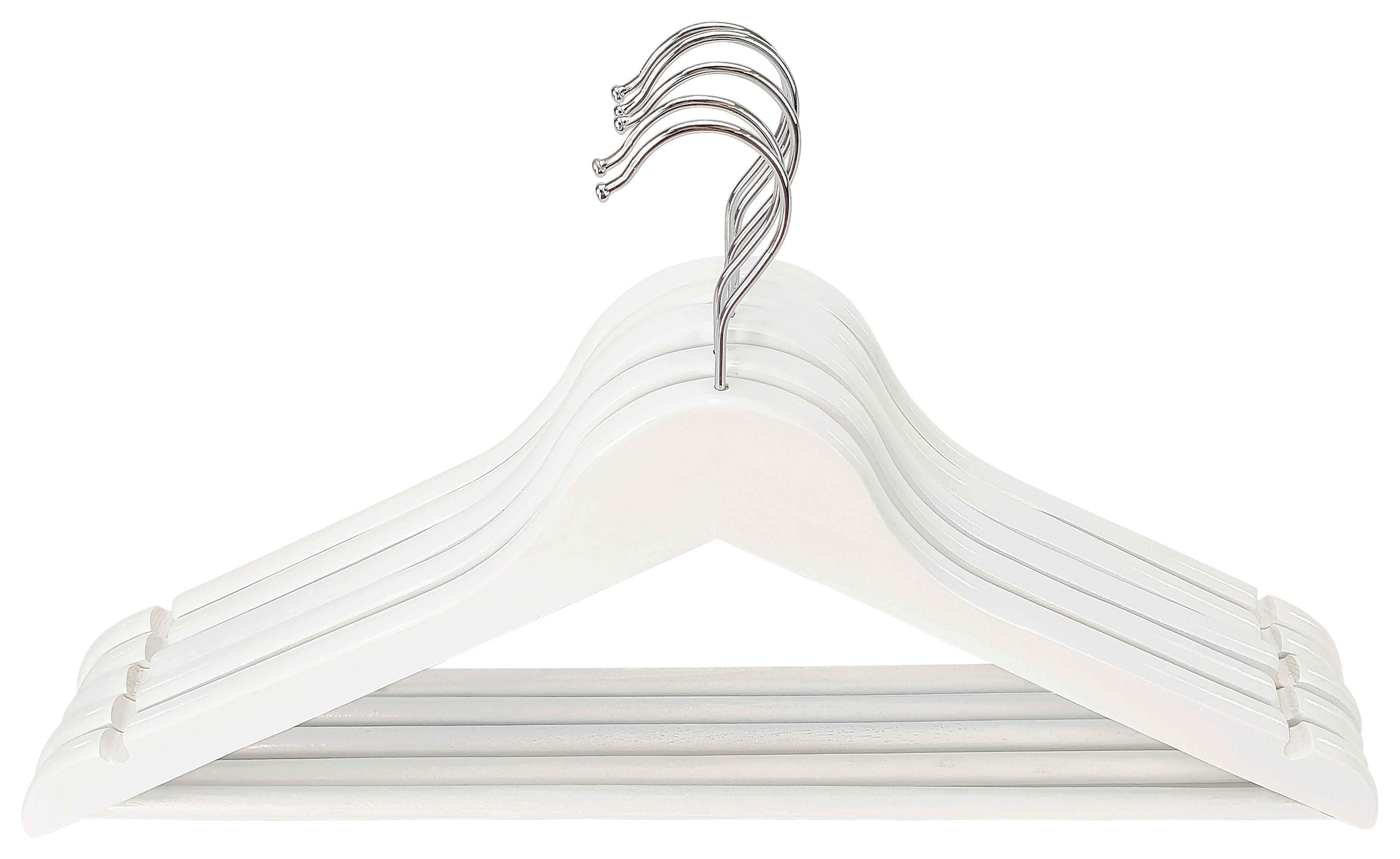 Kleiderbügelset Kathrin Weiß, 5-teilig - Weiß, KONVENTIONELL, Holz/Metall (44,5/23/1,2cm) - Mömax