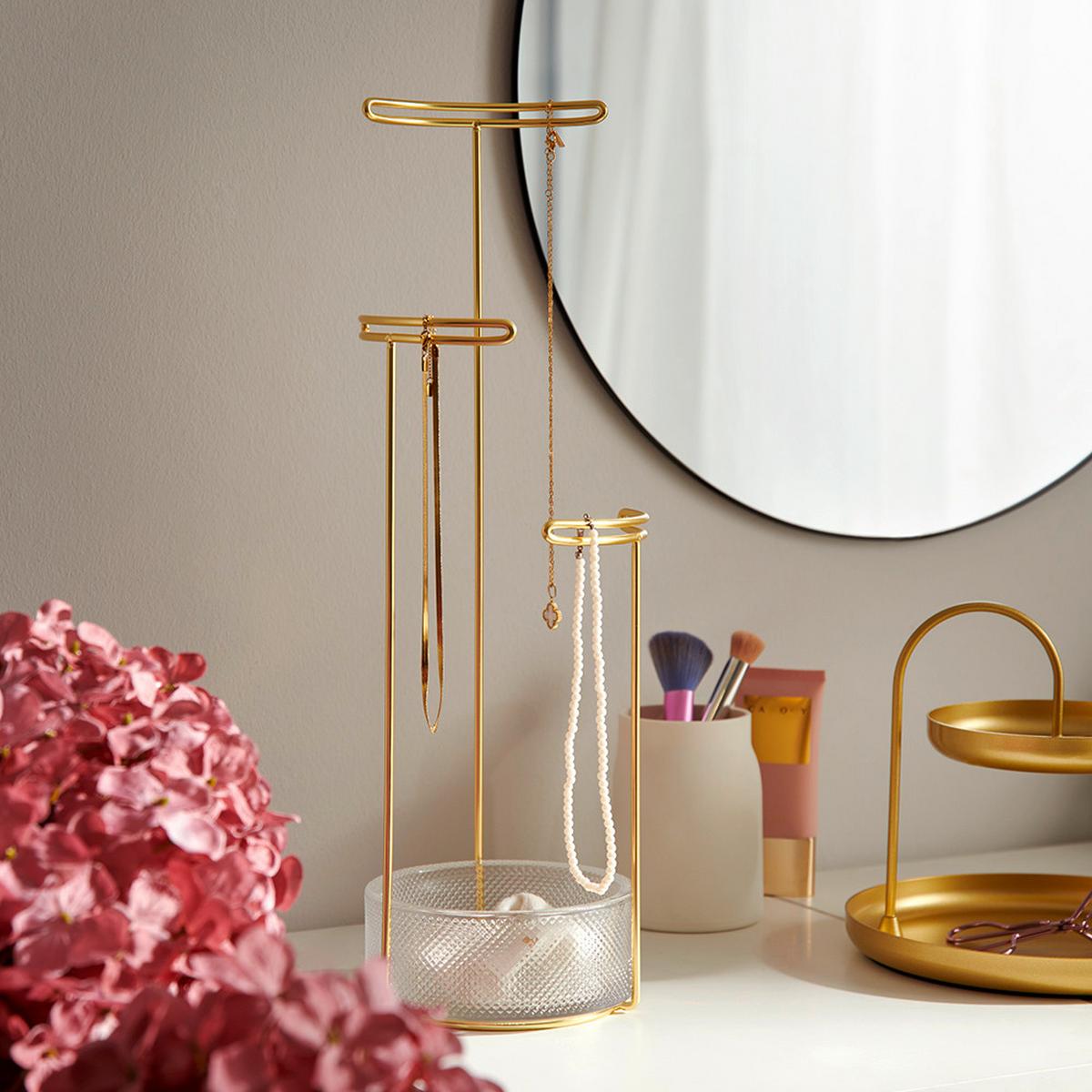 Suport pentru bijuterii Isabella - străveziu/alămiu, sticlă/metal (13,3/41,6/13,3cm) - Premium Living