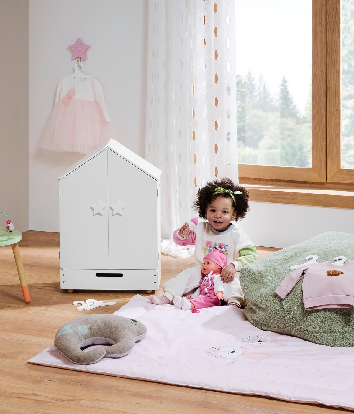 SZAFA NA UBRANIA DLA LALEK STAR - biały, Basics, materiał drewnopochodny/drewno (46/70,5/24cm) - My Baby Lou