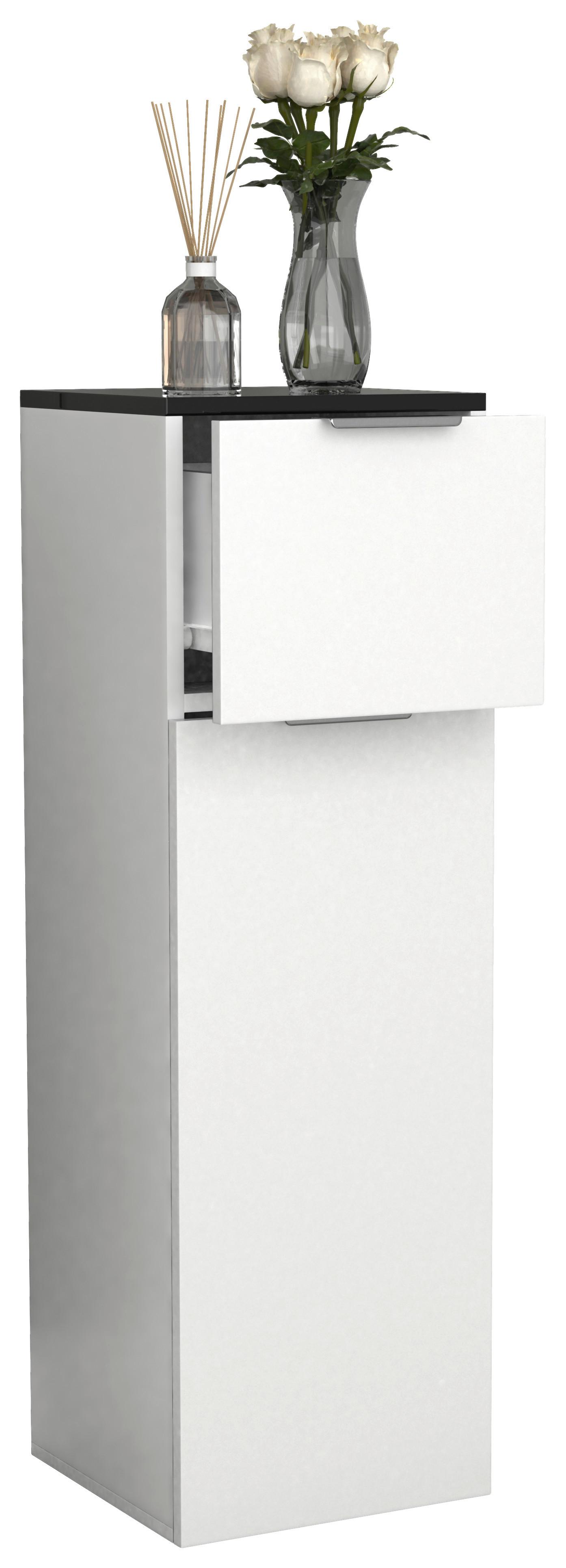 Highboard Donali ca. 30x95 cm Weiß/Schwarz - Silberfarben/Schwarz, MODERN, Holzwerkstoff/Kunststoff (30/95/30cm) - MID.YOU