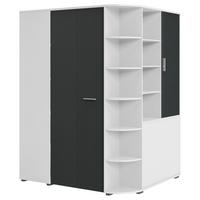Eckschrank Young Graphitfarben/Weiß - Graphitfarben/Alufarben, KONVENTIONELL, Holzwerkstoff/Kunststoff (124/198/148cm) - Mömax