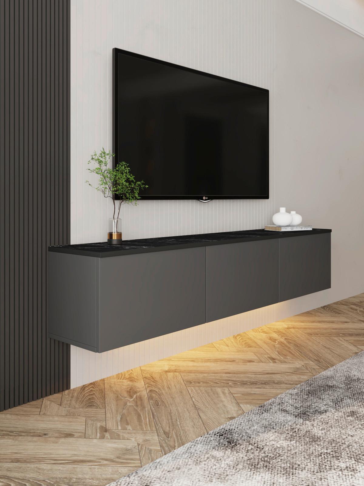 LOWBOARD NEON TV-MÖBEL - Anthrazit/Schwarz, Design, Holzwerkstoff (160/35/32cm) - Livetastic