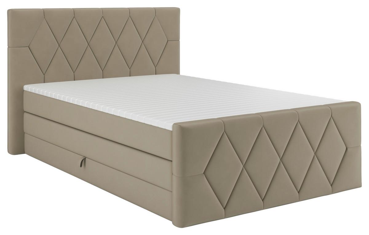 Boxspringbett Josie B Beige ca. 140x200cm - Beige/Schwarz, KONVENTIONELL, Holz/Holzwerkstoff (140/200cm) - Mömax