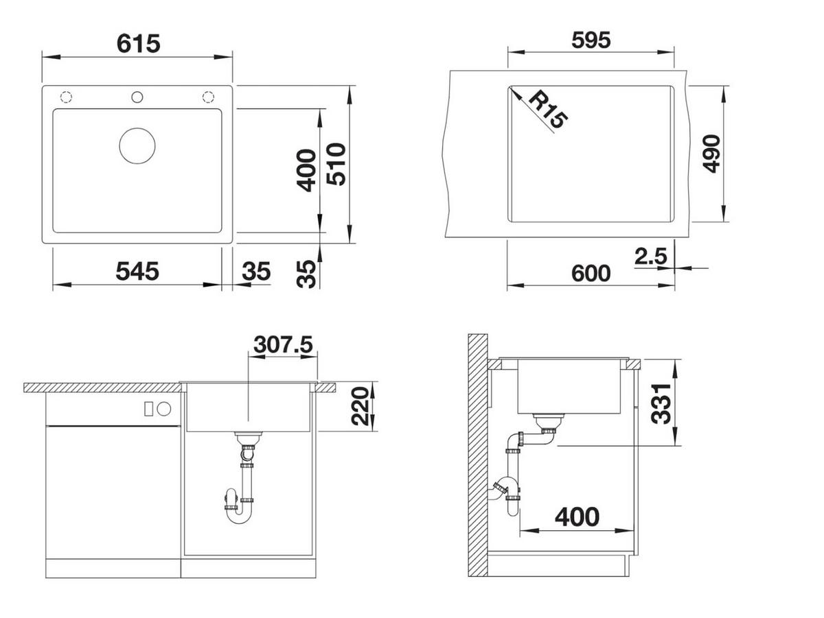 Spüle 523695 Braun - Braun, MODERN, Stein (61,5/51cm) - Blanco