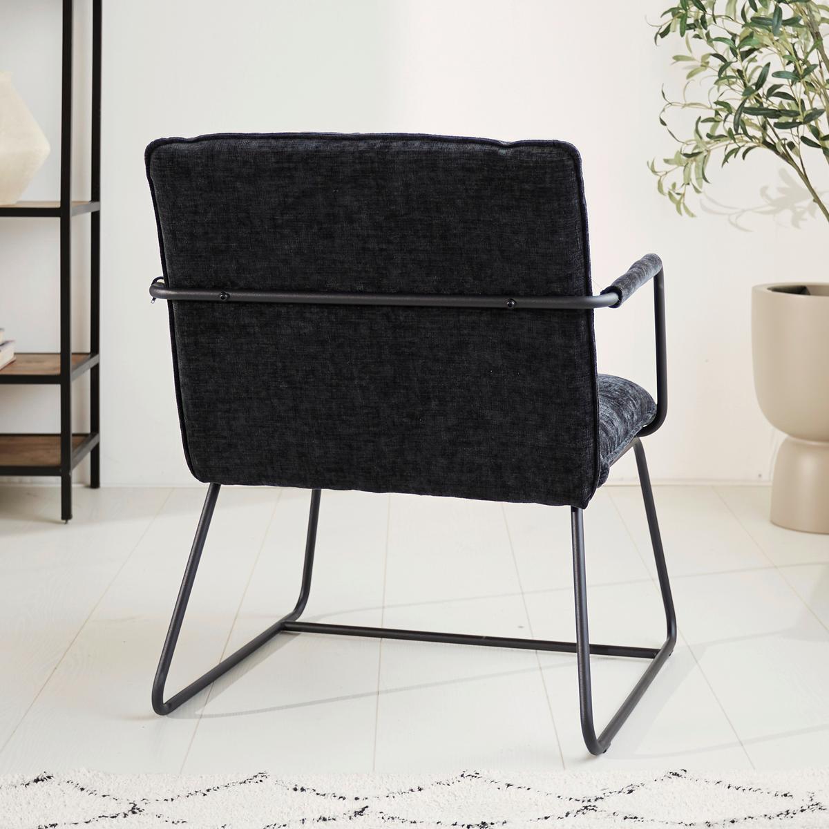 Naslanjač Bilbao, Črna - črna, Moderno, kovina/tekstil (65/80/68cm) - MID.YOU