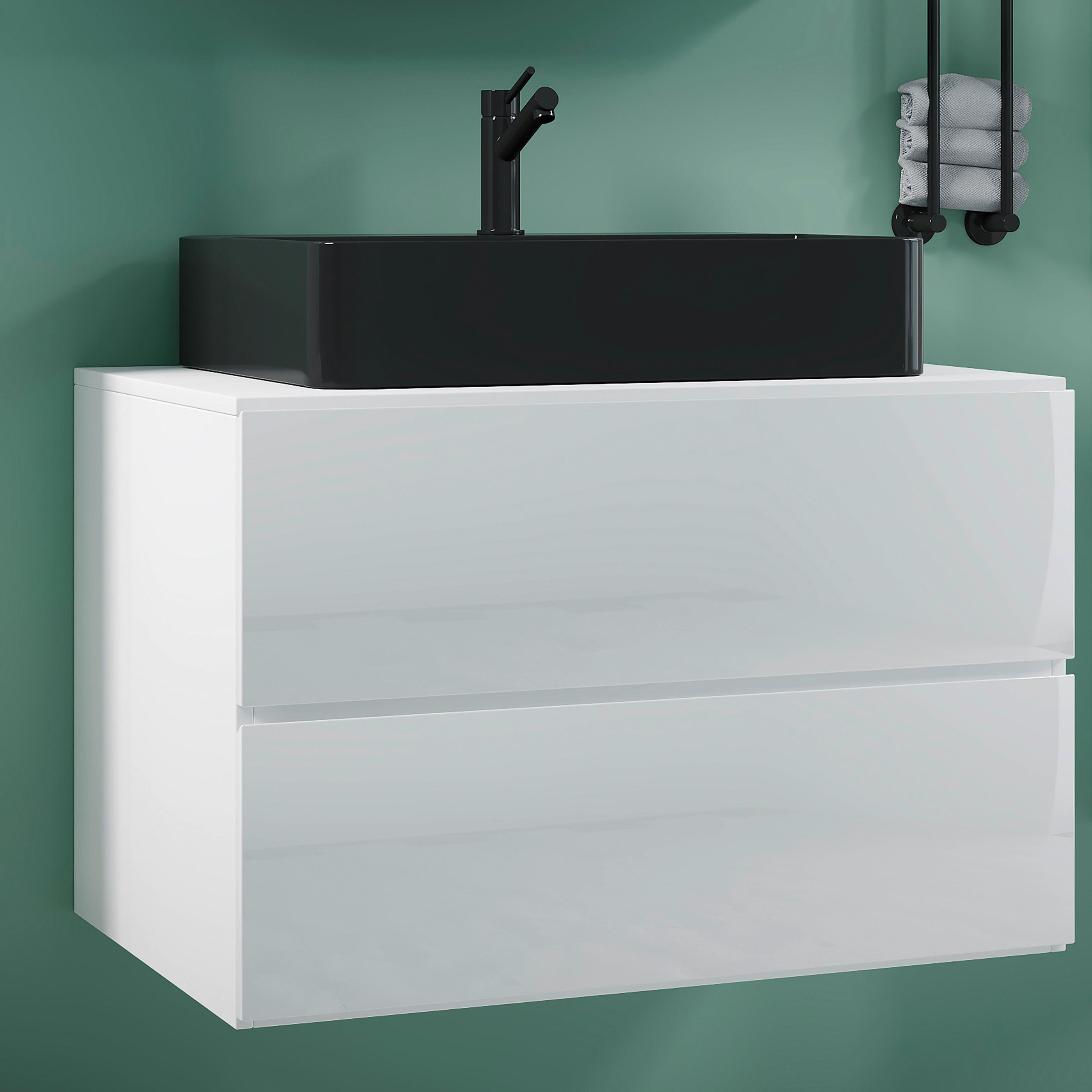 WASCHTISCHKOMBI LENDAS BL S - Weiss/Schwarz, Modern, Keramik/Holzwerkstoff (81cm) - MID.YOU