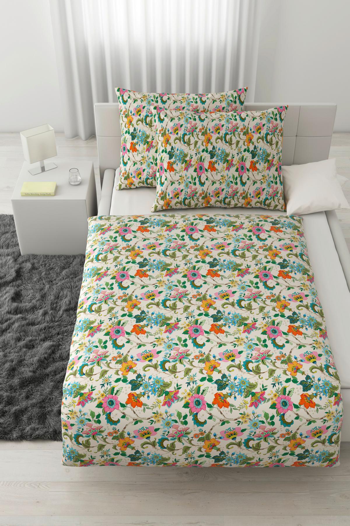 Bettwäsche Kamia Allover XXL Rosa/Türkis ca. 200x220cm - Türkis/Rosa, ROMANTIK / LANDHAUS, Textil (200/220cm) - Mömax