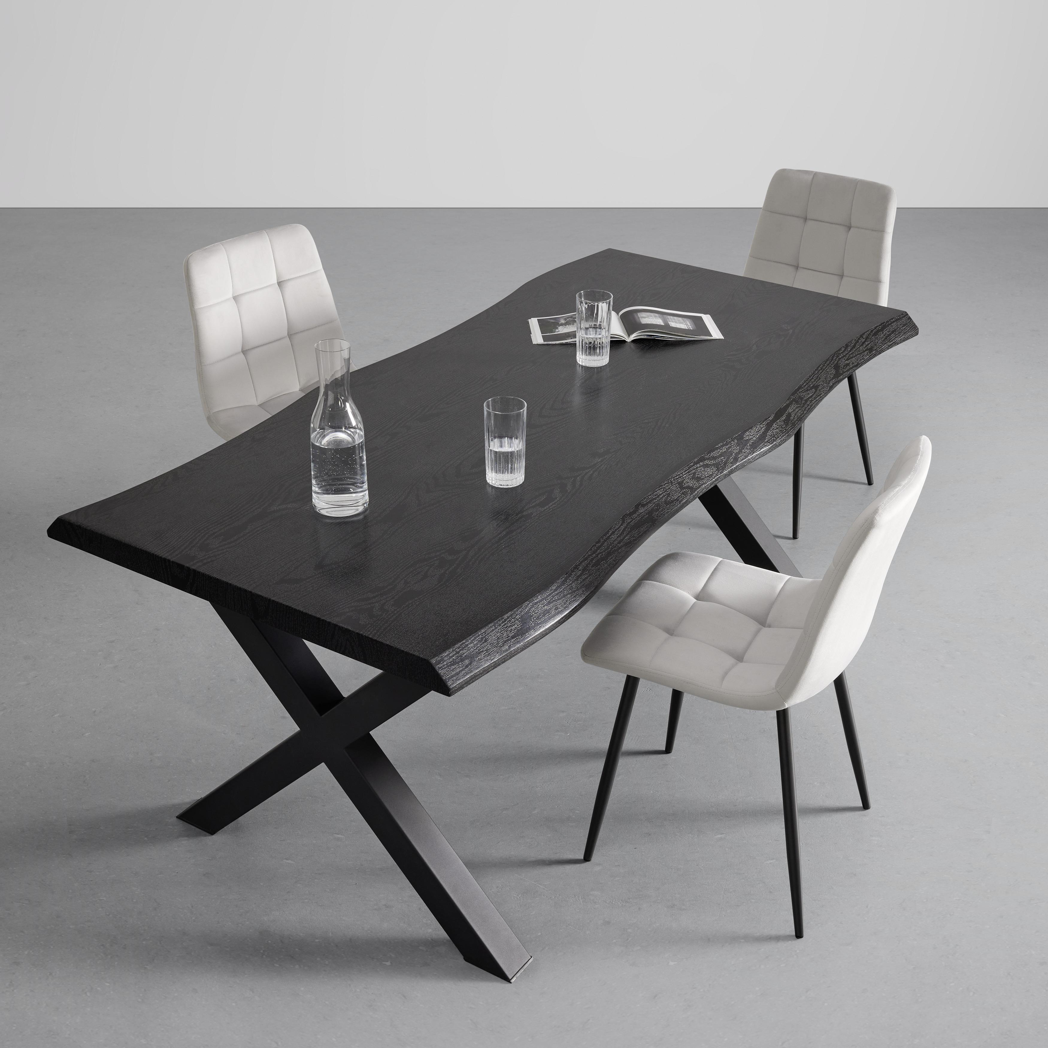 Esstisch Rico Schwarz MDF ca. 180x90x76cm - Schwarz, MODERN, Metall (180/76/90cm) - Bessagi Home