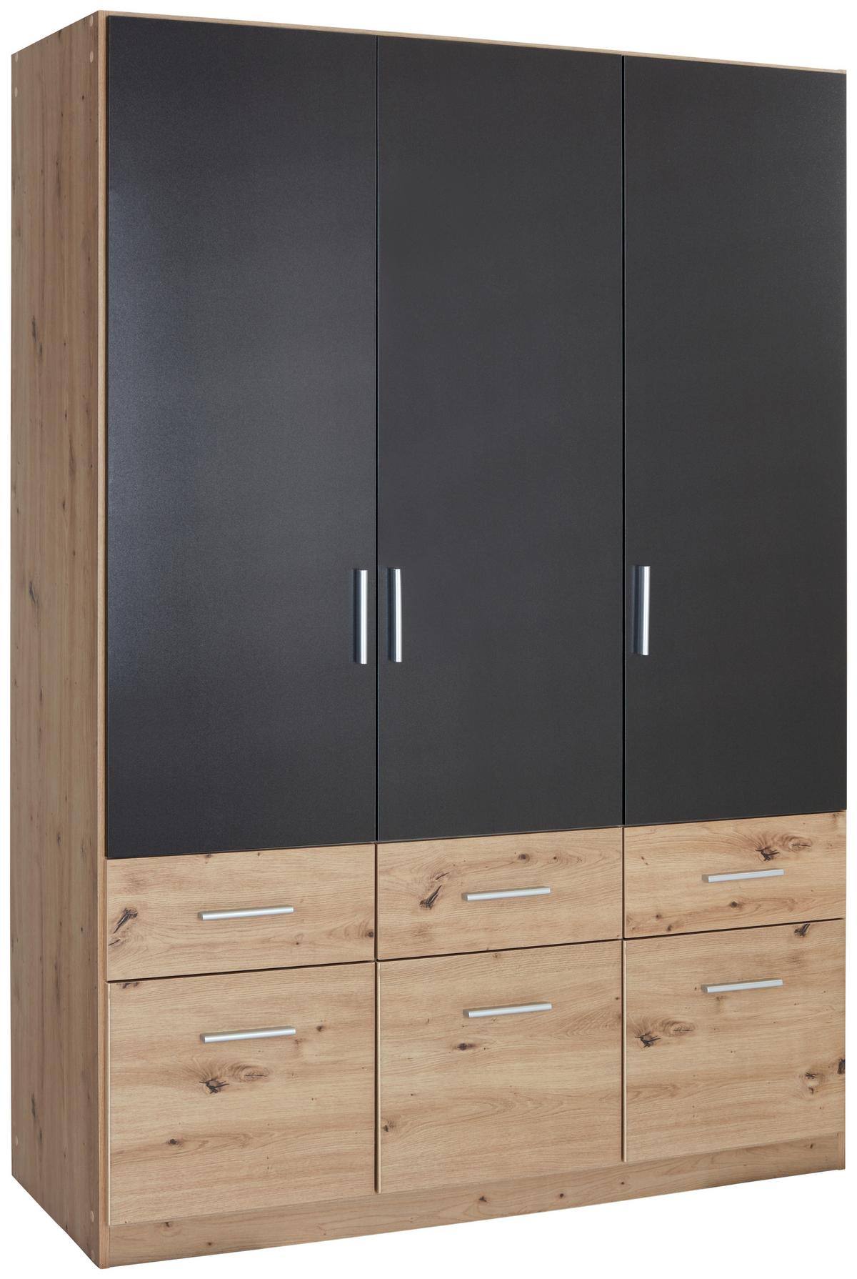 Omara Za Oblačila Celle Extra, Temno Siva, Barva Hrasta - srebrne barve/temno siva, Design, umetna masa/leseni material (136/197/54cm) - Mömax