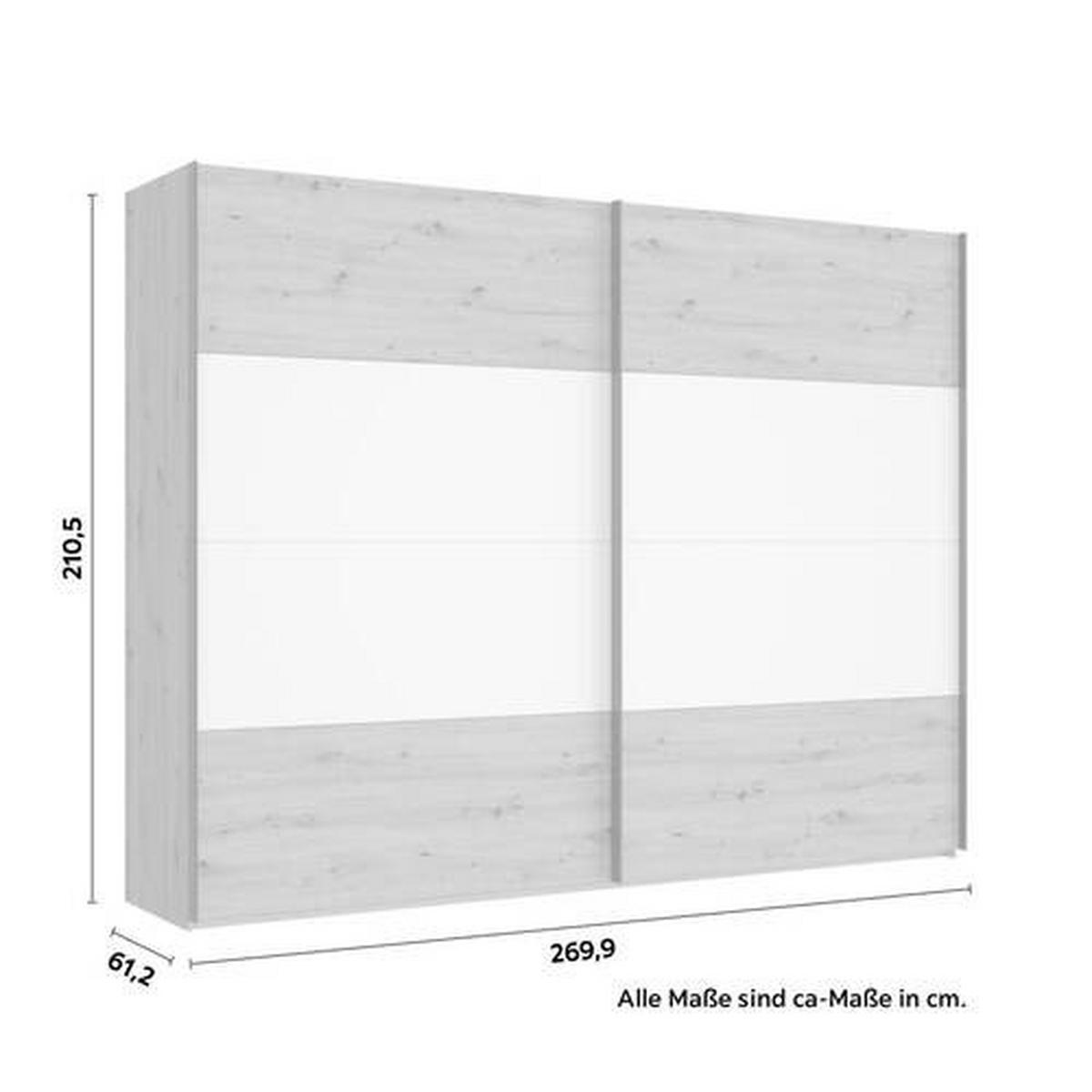 Omara Z Drsnimi Vrati Cismon, Bela, Barva Hrasta, 270 Cm - črna/bela, Konvencionalno, kovina/umetna masa (269,9/210,5/61,2cm) - Mömax