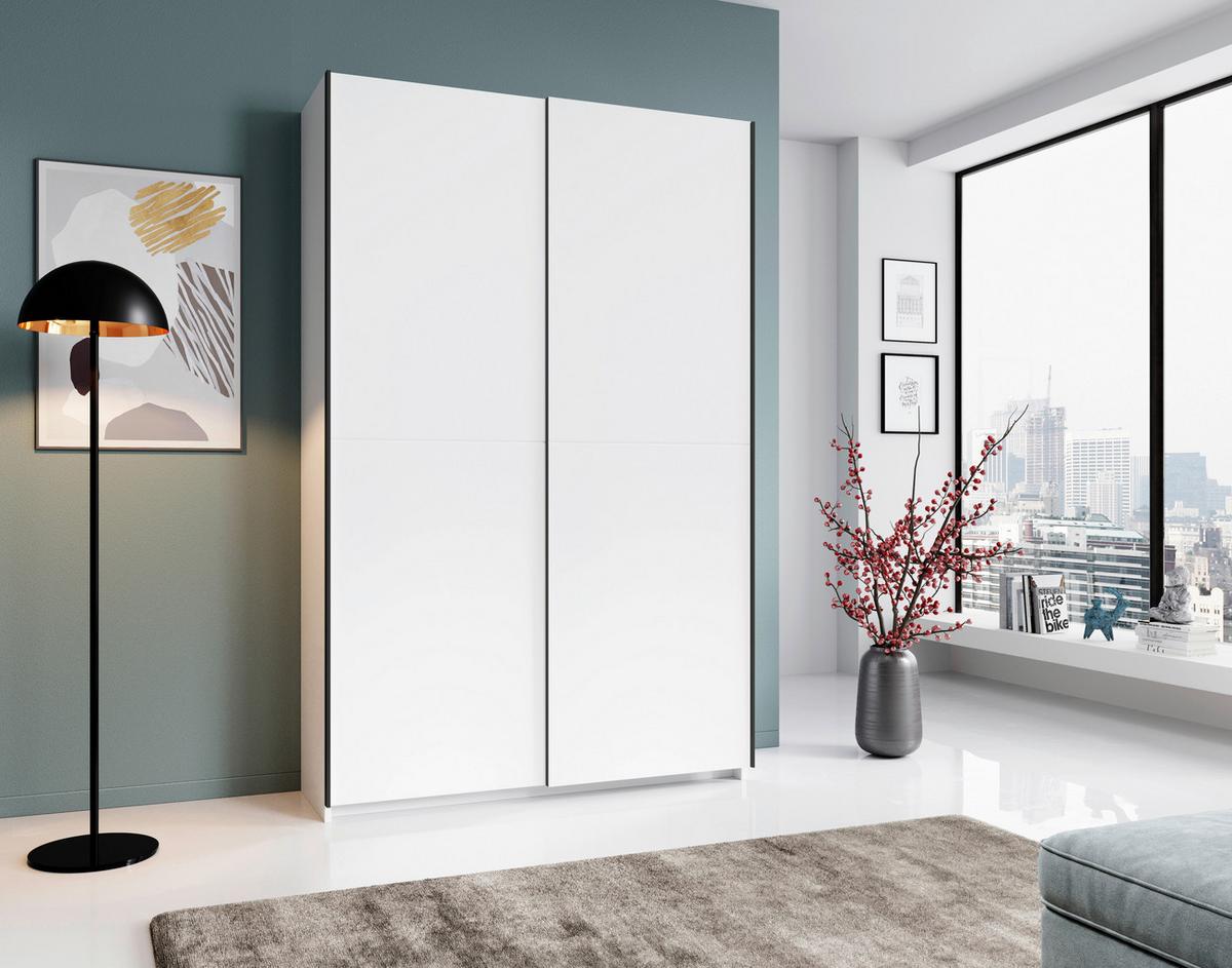 SZAFA PRZESUWNA/PODWIESZ.DRZWI FAST - czarny/biały, Konventionell, materiał drewnopochodny/metal (125/196/38cm) - Boxxx