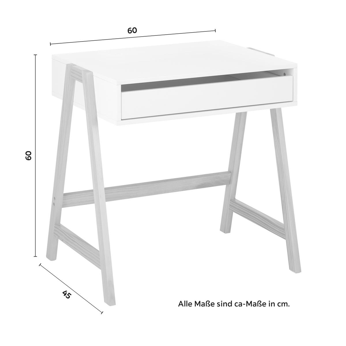 Kindertisch Pino Weiß Echtholz/MDF ca. 60x45 cm - Weiß/Kieferfarben, MODERN, Holz (60/45/60cm) - Bessagi Kids