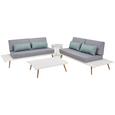 Loungegarnitur Abu Dhabi in Weiß mit Kissen - Anthrazit/Weiß, Kunststoff/Textil - Premium Living Loungegarnitur Abu Dhabi in Weiß mit Kissen - Anthrazit/Weiß, Kunststoff/Textil - Premium Living