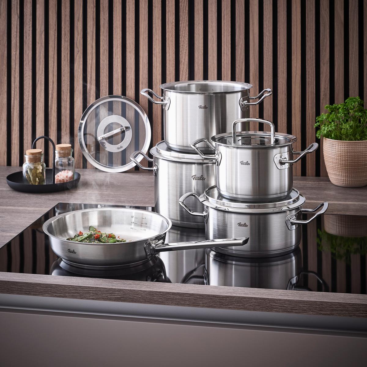ZESTAW GARNKÓW 084-379-05-000/0 FISSLER - kolor srebrny, Basics, metal/szkło - Fissler