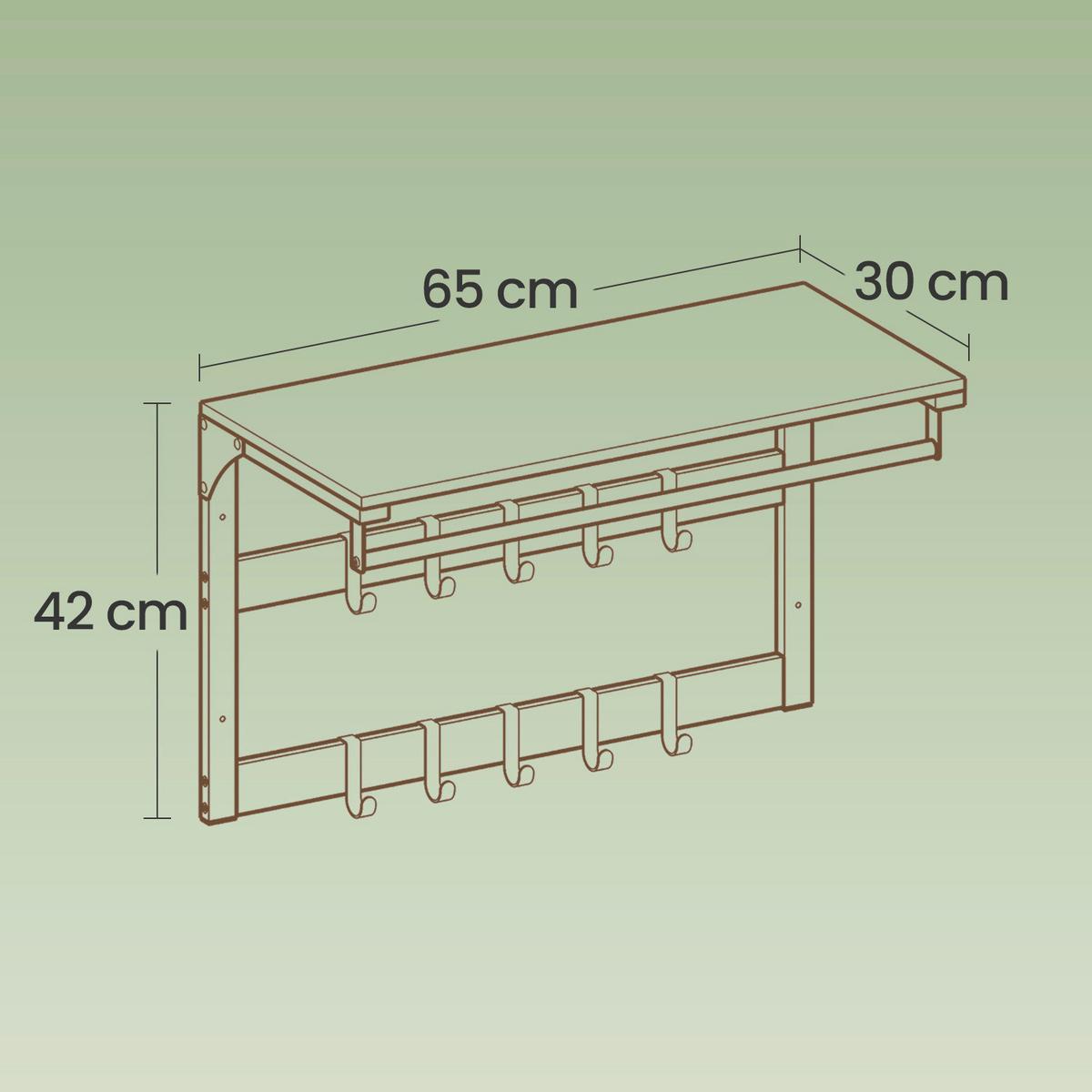 WANDGARDEROBE COAT RACK - Greige/Schwarz, MODERN, Holzwerkstoff/Metall (65/42/30cm) - MID.YOU