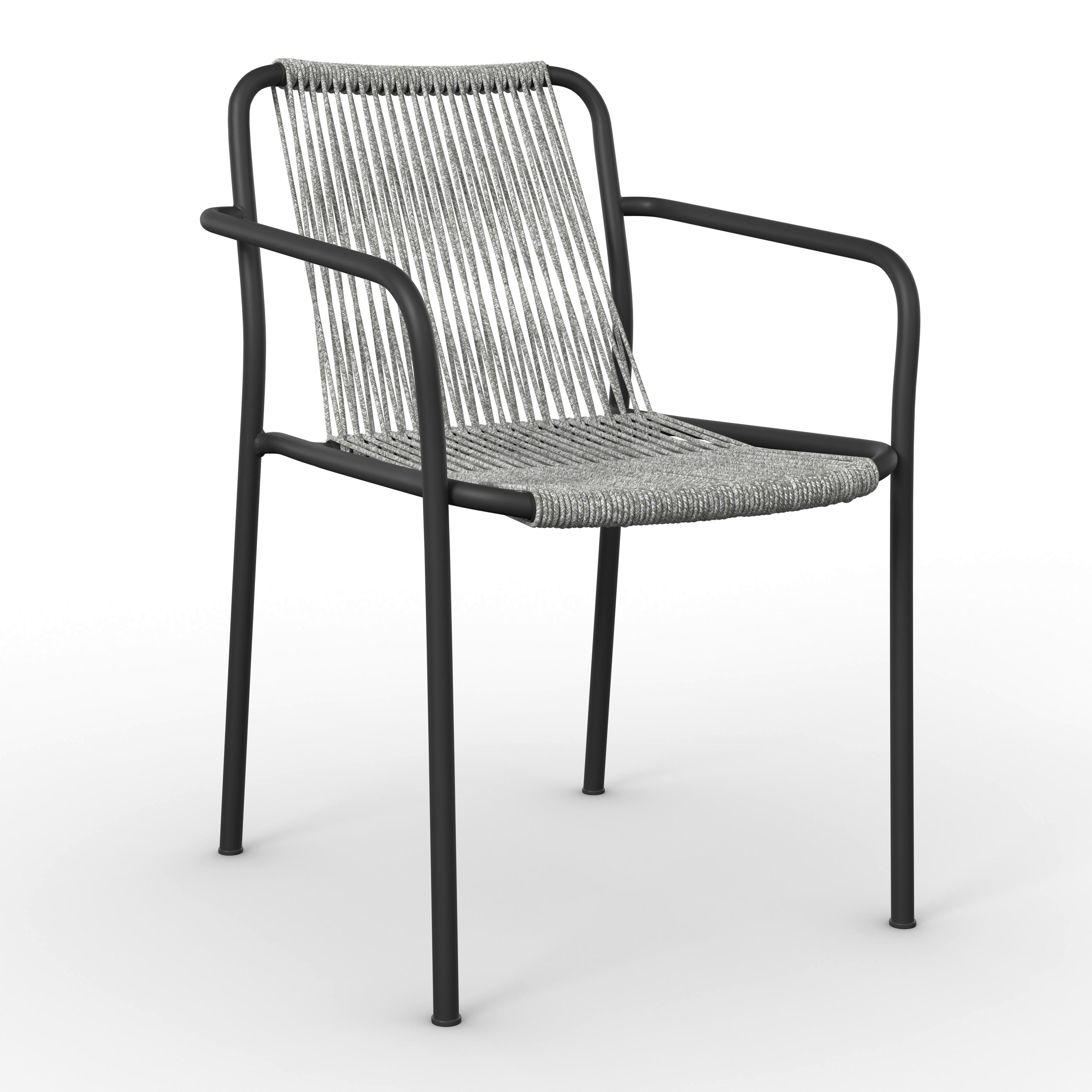 TRÄDGÅRDSSTOLAR SET NARDO - ljusgrå/svart, Modern, metall/textil (55/82/58cm) - Bessagi Garden