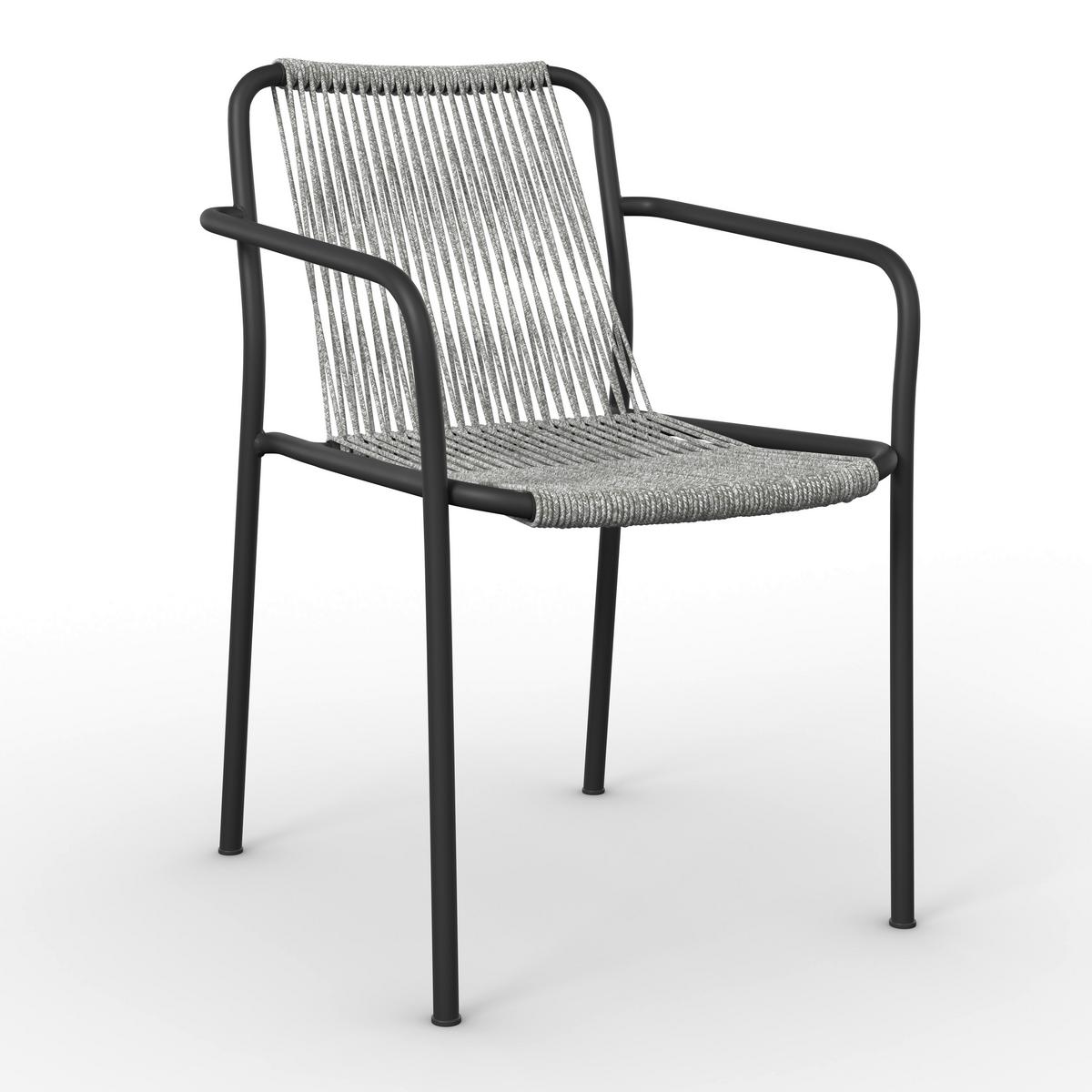 Gartensessel-Set 2-er Hellgrau aus Textil/Metall - Hellgrau/Schwarz, MODERN, Kunststoff/Textil (55/82/58cm) - Bessagi Garden