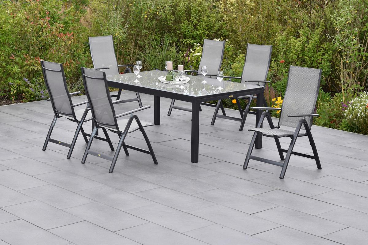 Vrtni Set Carrara, 7-Delni, Aluminij - barve grafita/rjava, Moderno, kovina/tekstil - Gardenson