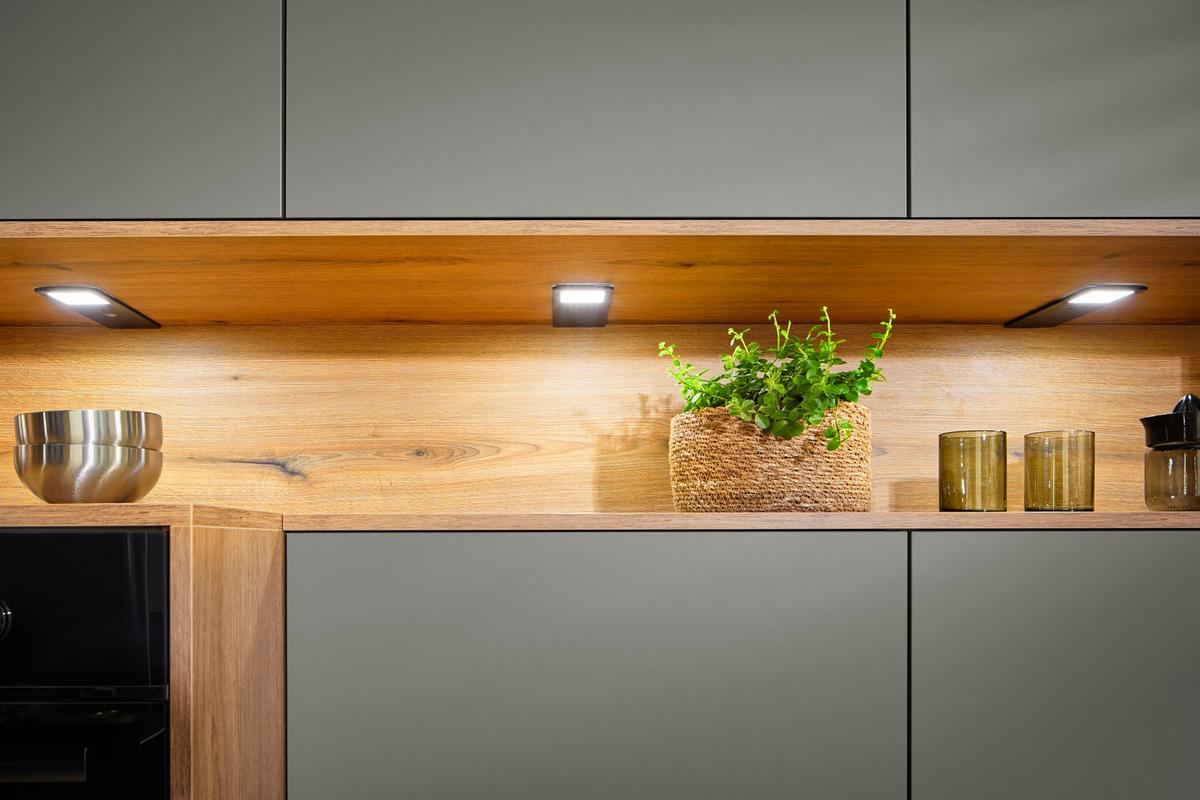 Eckküche Anthrazit/Dekor Eiche ohne Geräte, ohne Zubehör - Anthrazit/Schwarz, MODERN, Holzwerkstoff (302/197cm) - Express-Kuechen